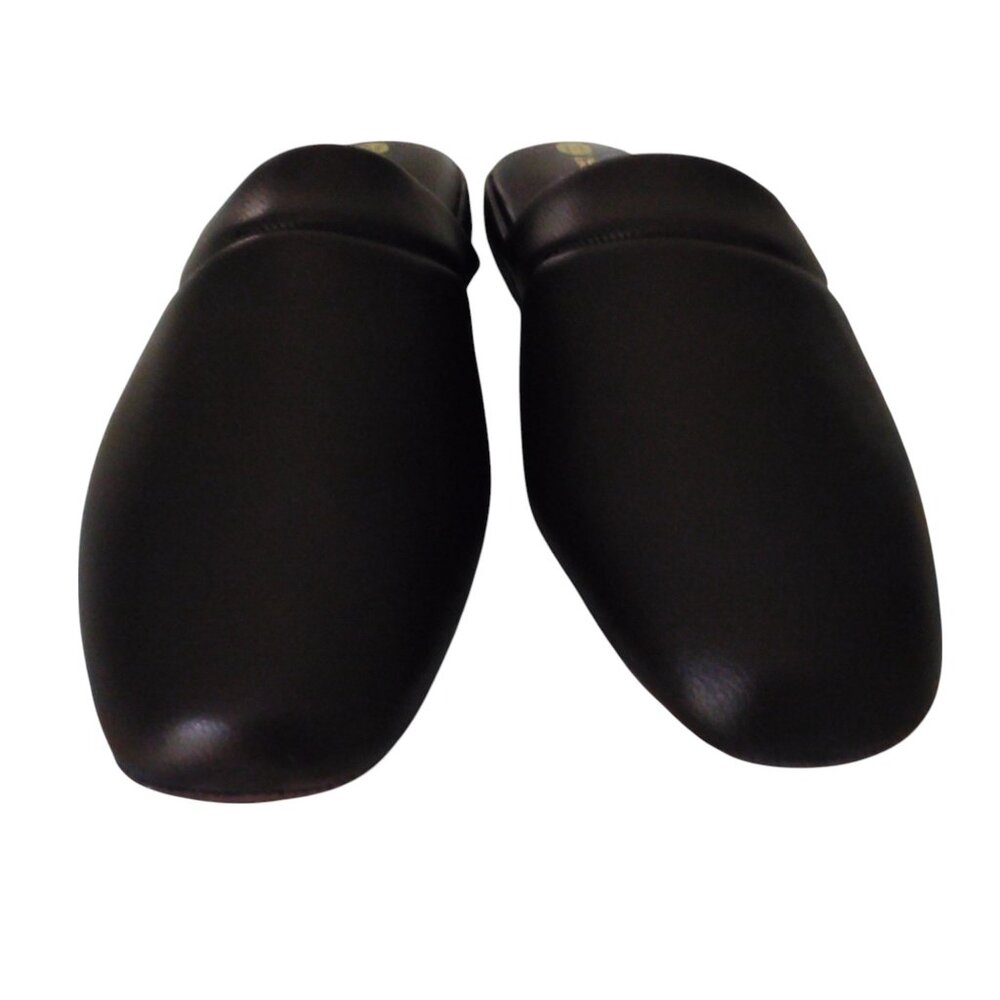 Mens Leather Slip On Slippers soft Sole House Shoes Brown Scuffs Sz 13 Wide - Picture 2 of 6